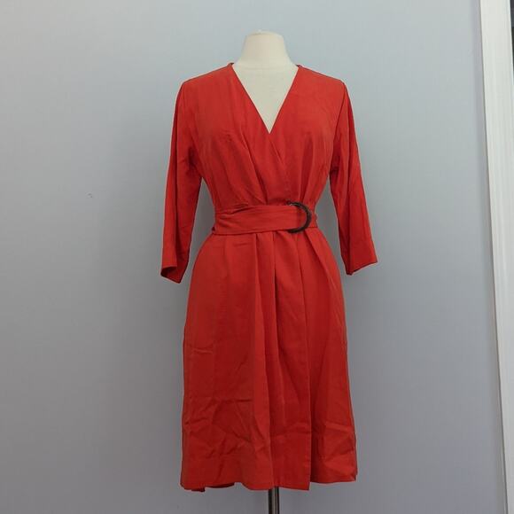 Women's Soft Surroundings Orange Petite Medium Wrap Dress Cinch Fall Bohemian - Picture 1 of 10